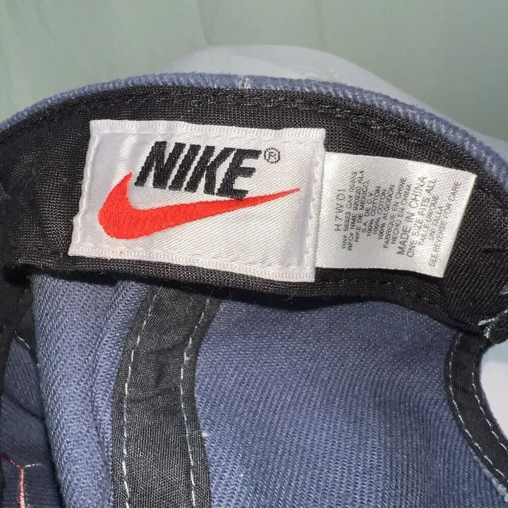 Vintage 90s Nike Snapback Just Do It Embroidered Blue Hat Red Swoosh Cotton
